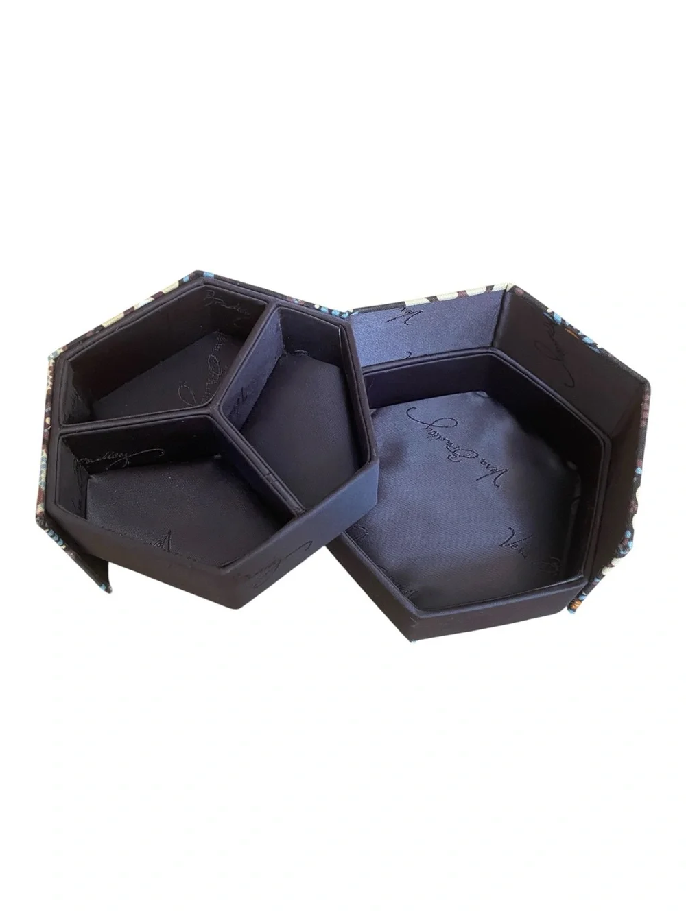 Vera Bradley Hexagon Jewelry Box In Canyon Print Brown 2 Tiers